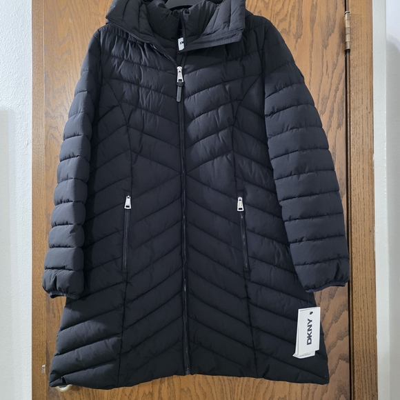 DKNY Black Puffer Coat Women Size XL - Picture 5 of 14